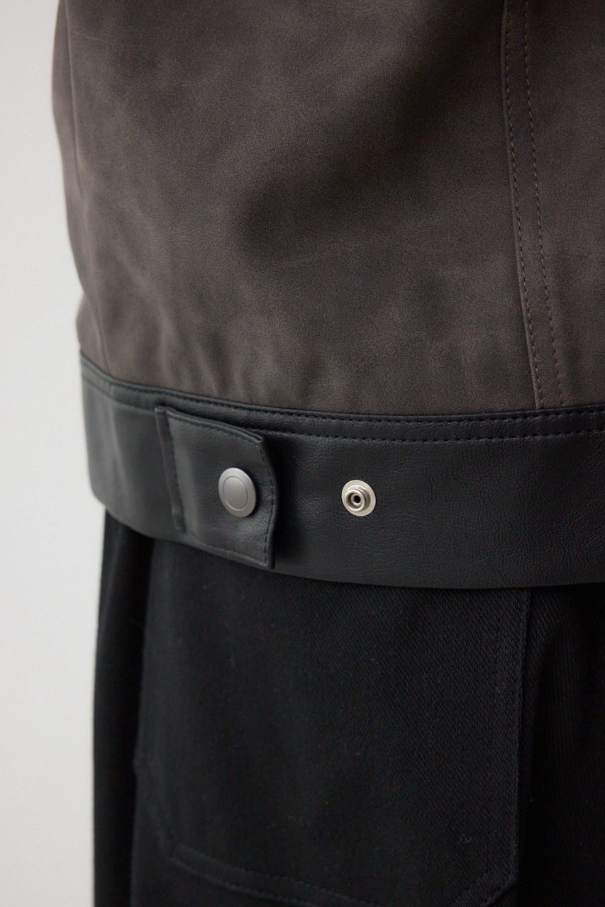 切替合皮ブルゾン 柄BLK L