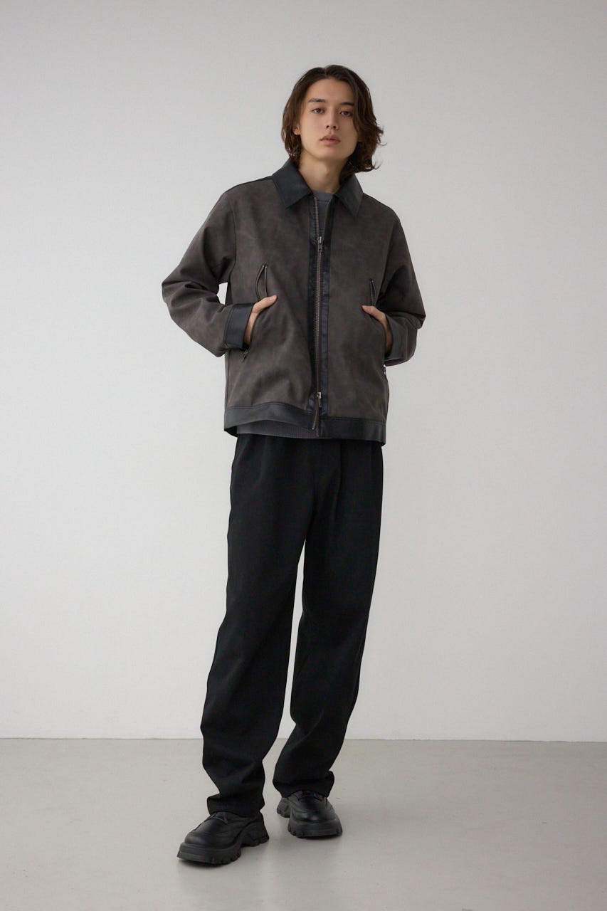 切替合皮ブルゾン 柄BLK L