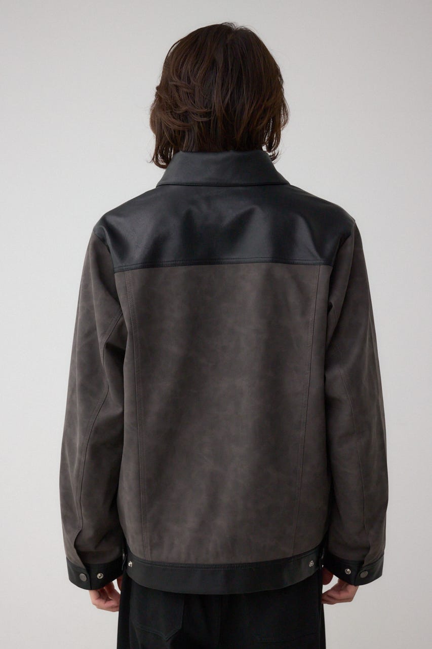 切替合皮ブルゾン 柄BLK L