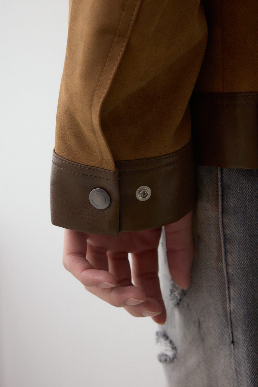 切替合皮ブルゾン 柄CAM L