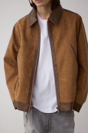 切替合皮ブルゾン