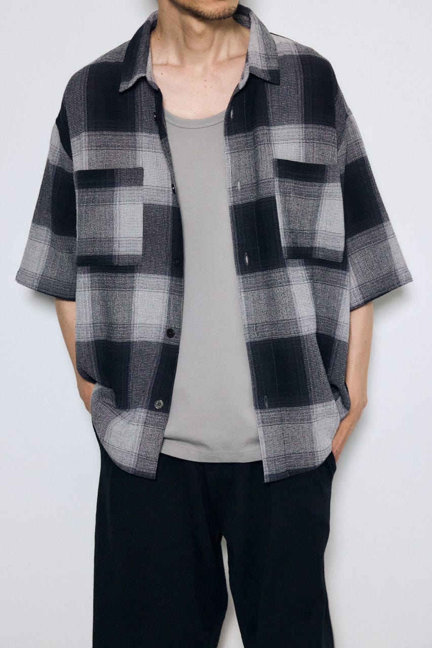 チェック半袖SH 柄BLK L