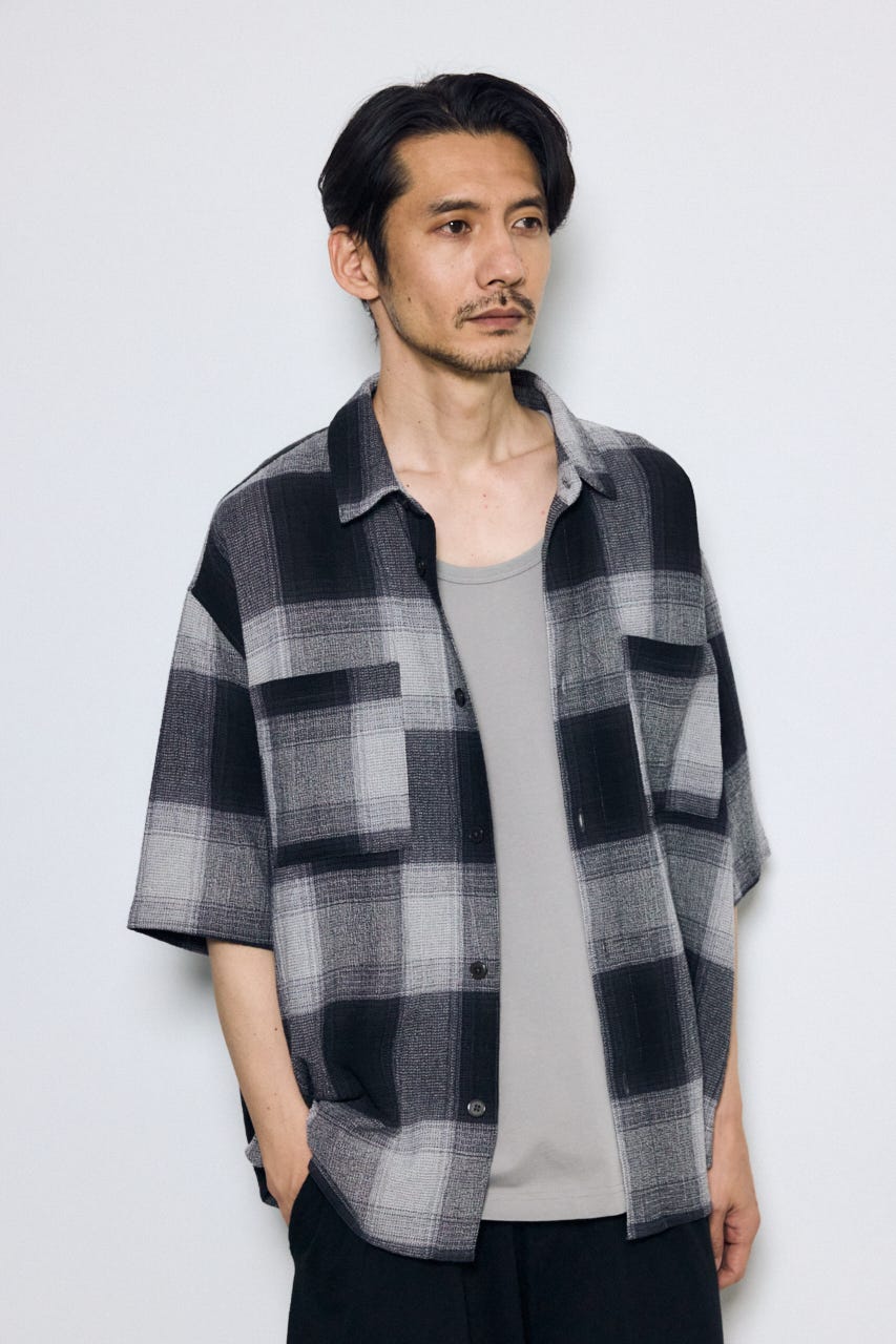 チェック半袖SH 柄BLK L