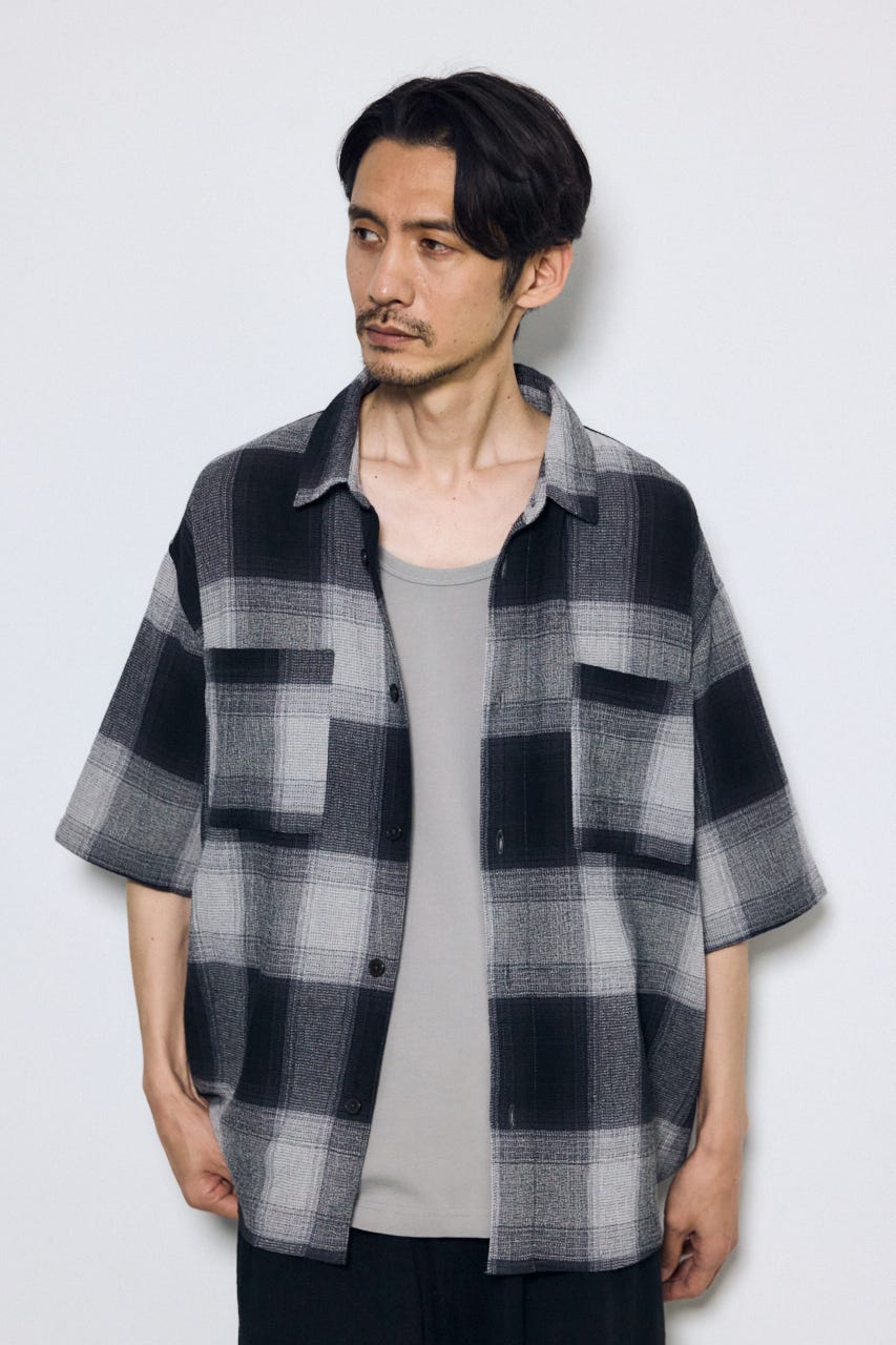 チェック半袖SH 柄BLK L