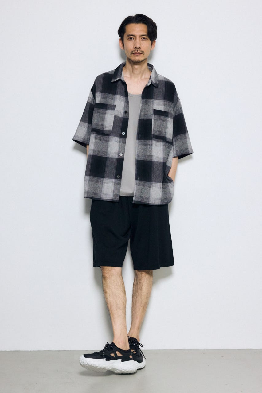 チェック半袖SH 柄BLK L