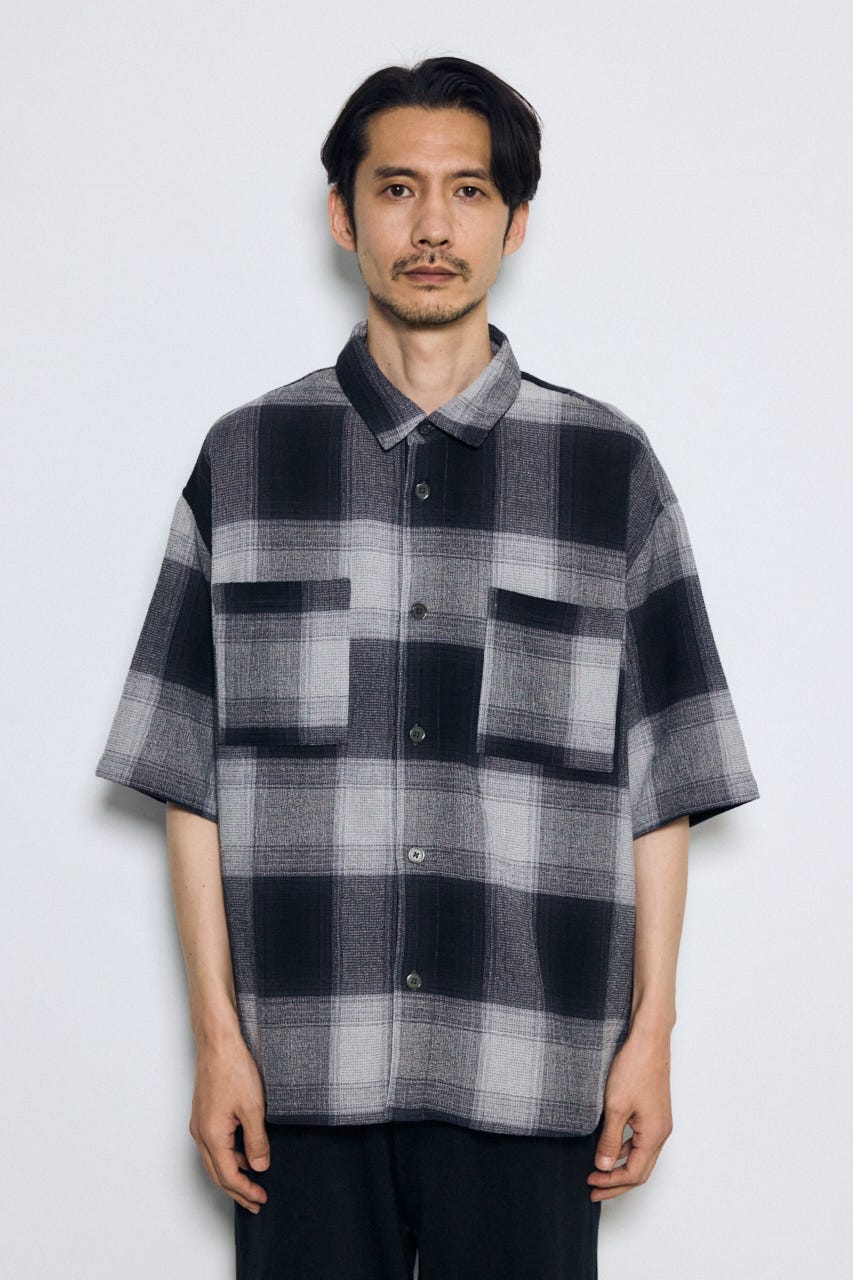 チェック半袖SH 柄BLK L