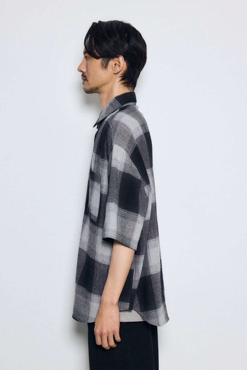 チェック半袖SH 柄BLK L