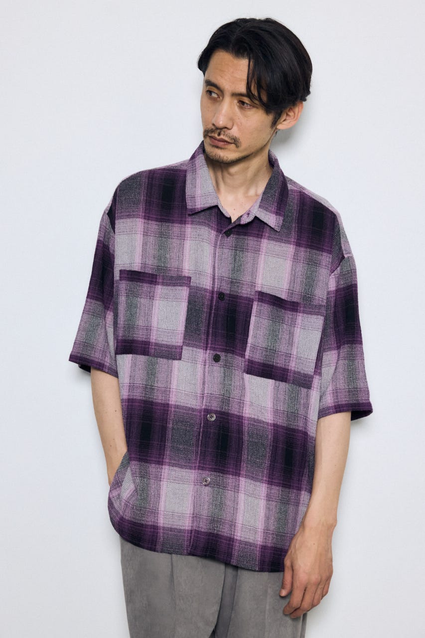 チェック半袖SH 柄PNK M