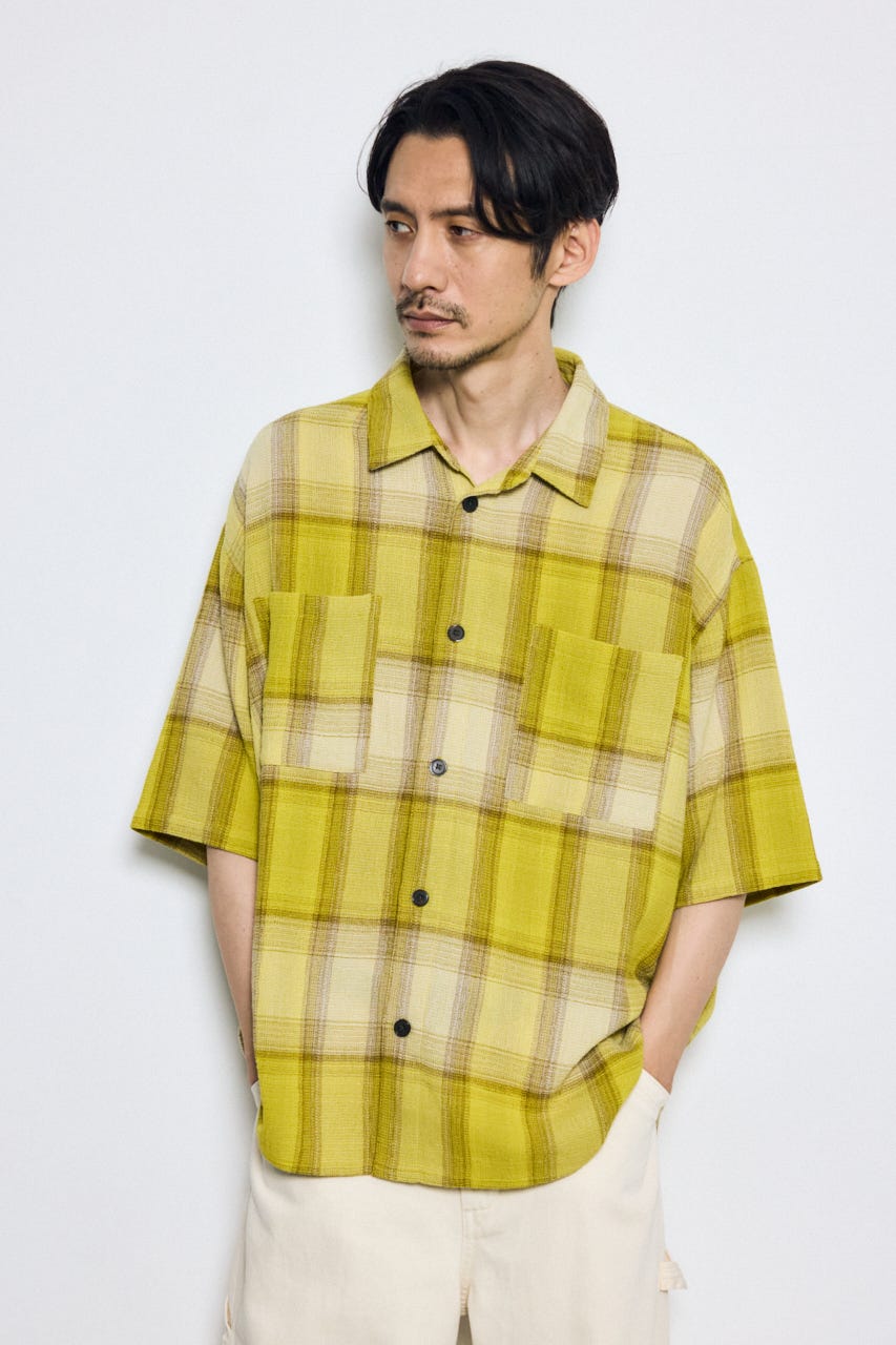 チェック半袖SH 柄YEL L