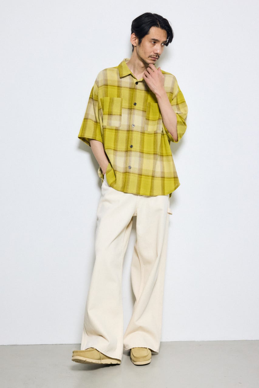チェック半袖SH 柄YEL L