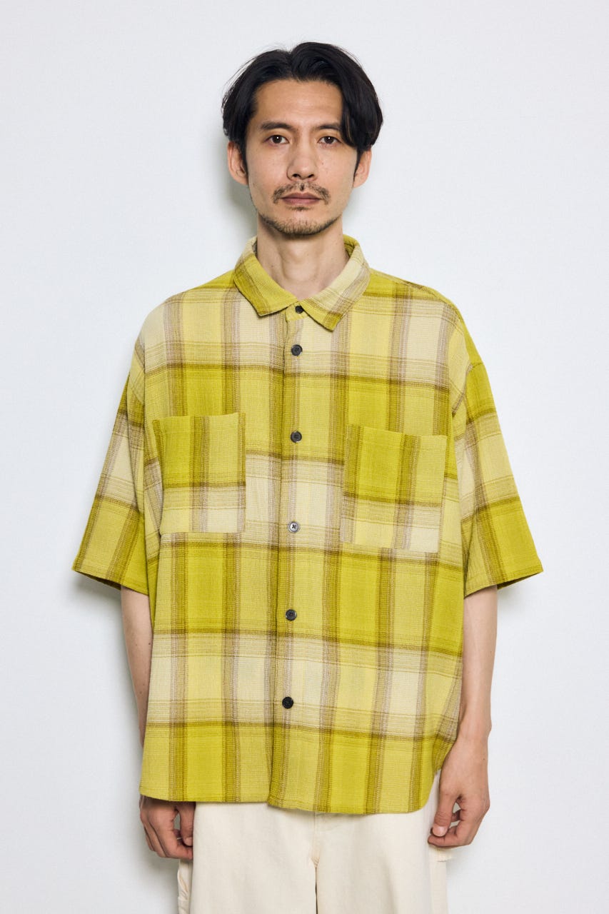 チェック半袖SH 柄YEL L