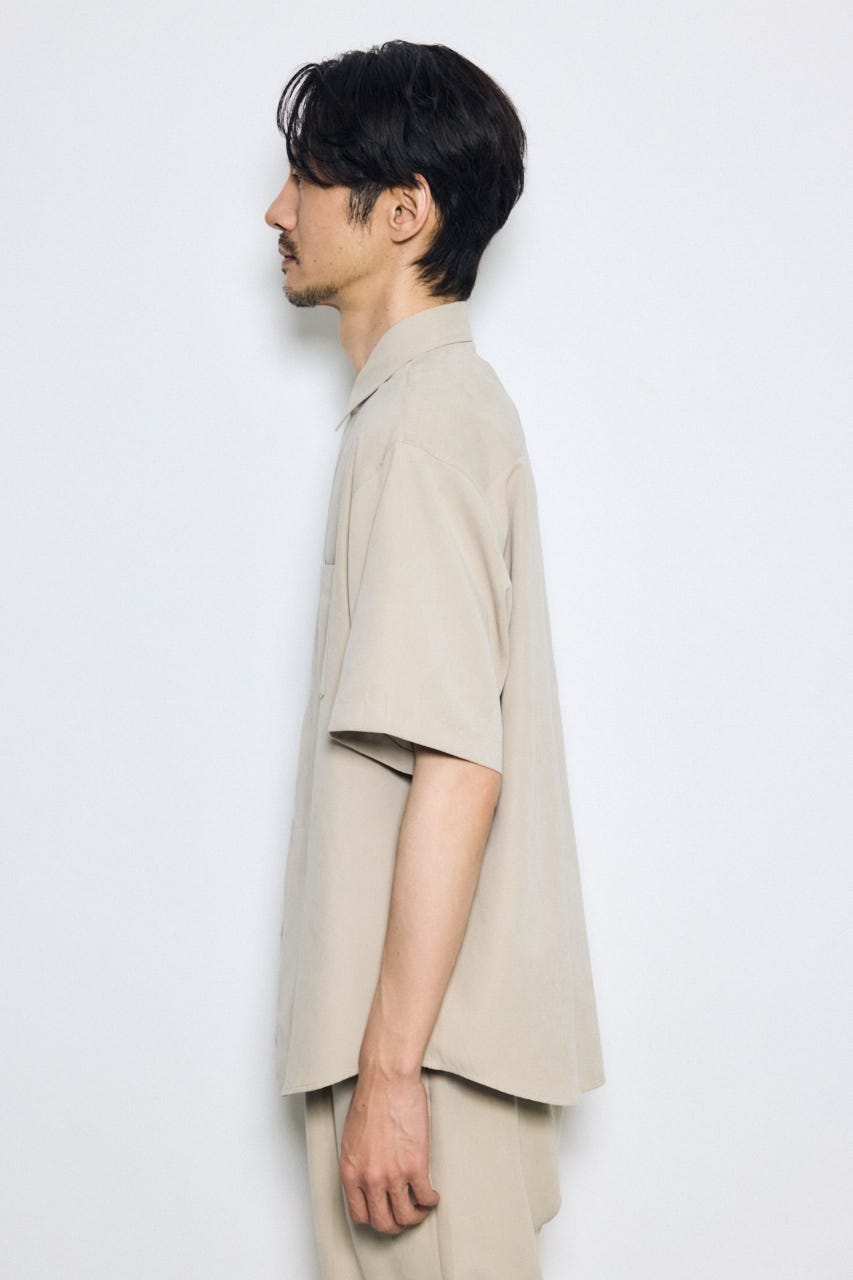 接触冷感フェイクスエード半袖シャツ BEG L