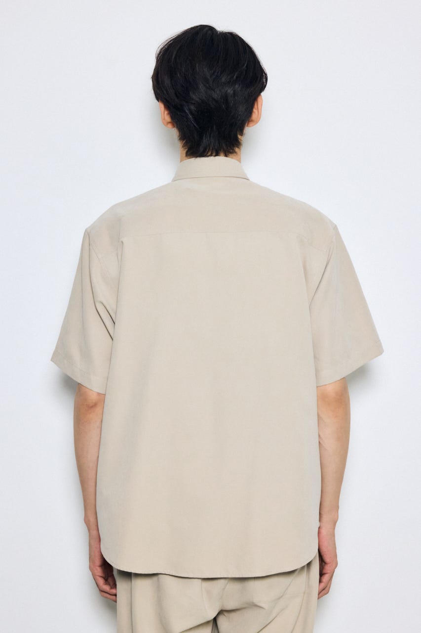 接触冷感フェイクスエード半袖シャツ BEG L