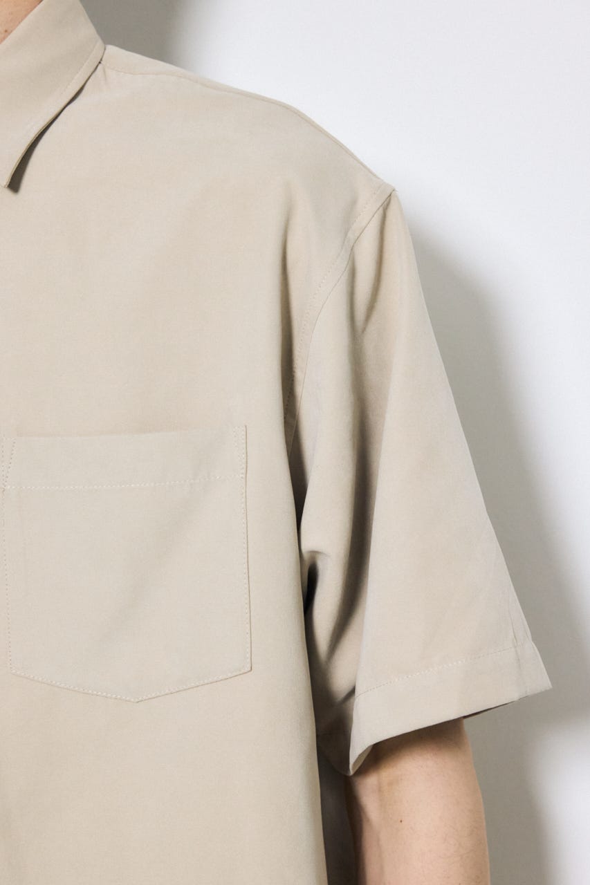 接触冷感フェイクスエード半袖シャツ BEG L