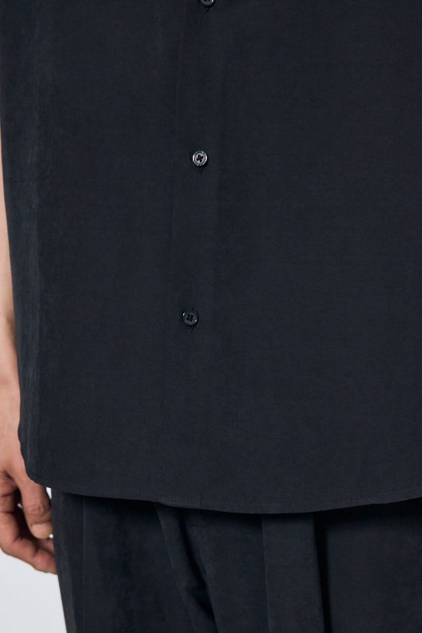 接触冷感フェイクスエード半袖シャツ BLK M