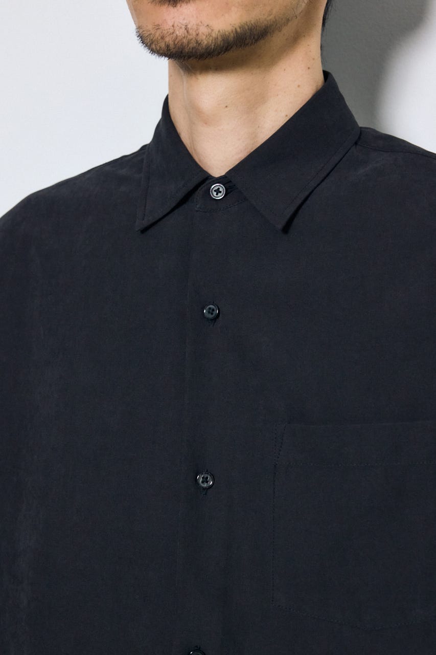 接触冷感フェイクスエード半袖シャツ BLK M