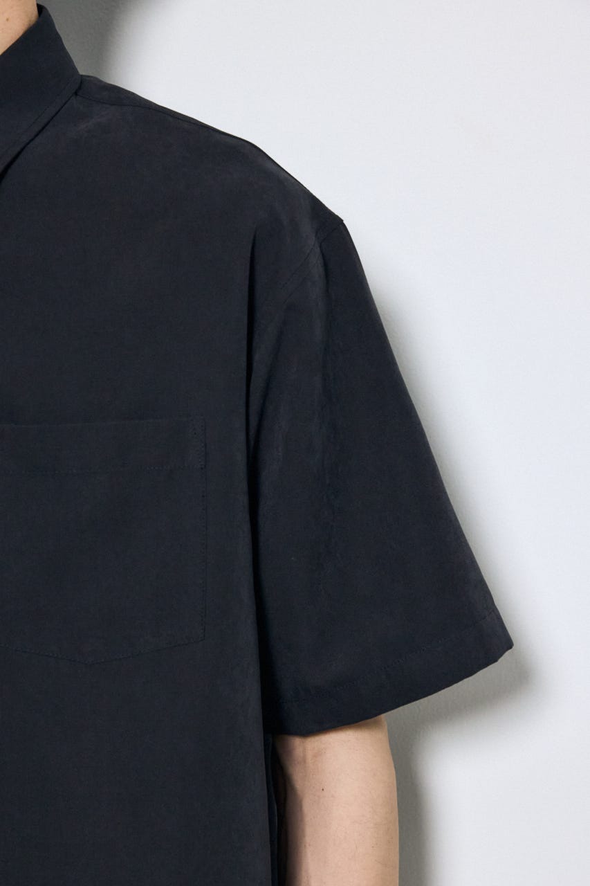 接触冷感フェイクスエード半袖シャツ BLK M