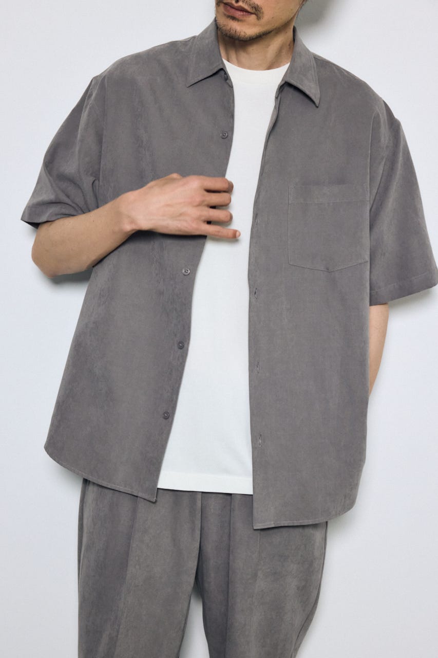 接触冷感フェイクスエード半袖シャツ GRY M