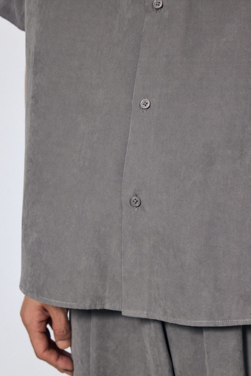 接触冷感フェイクスエード半袖シャツ GRY M