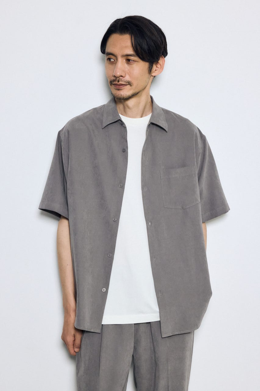接触冷感フェイクスエード半袖シャツ GRY M