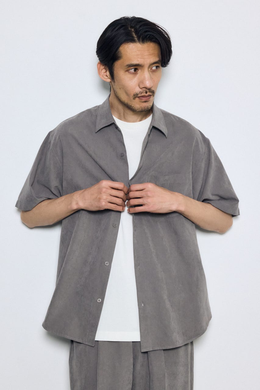 接触冷感フェイクスエード半袖シャツ GRY M