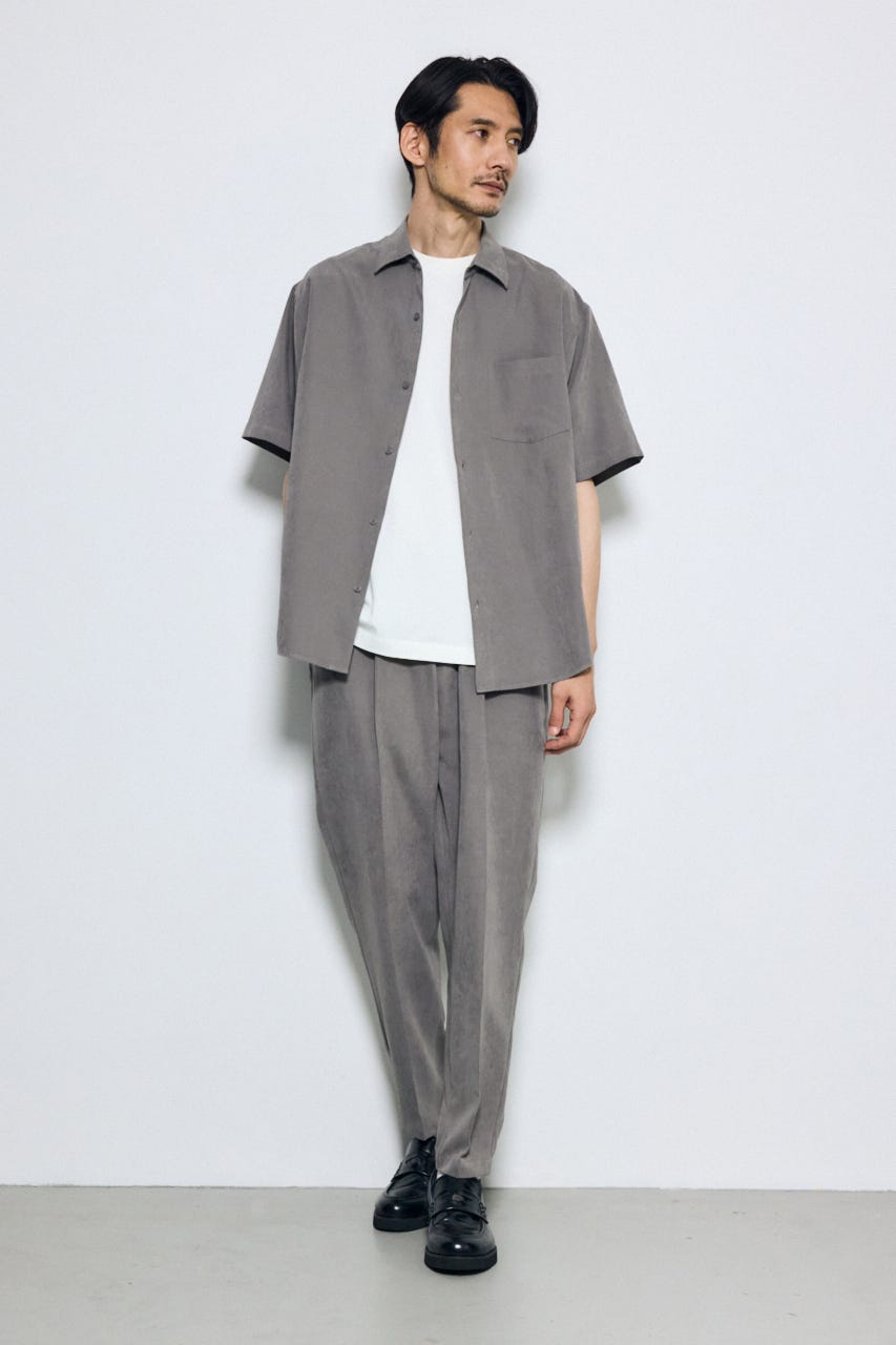 接触冷感フェイクスエード半袖シャツ GRY M