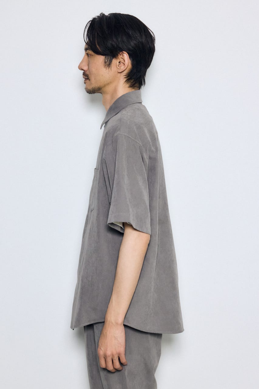接触冷感フェイクスエード半袖シャツ GRY M
