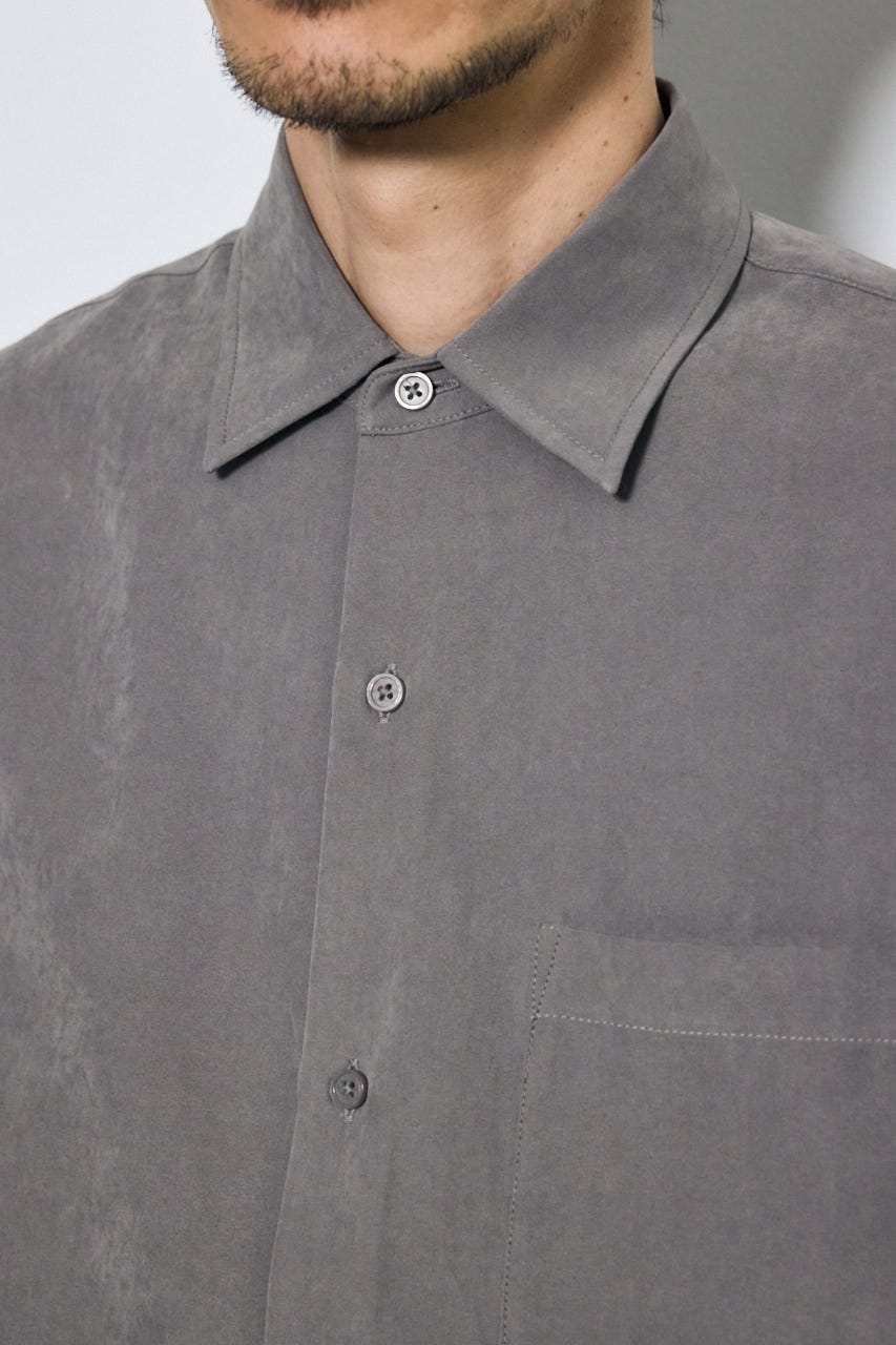 接触冷感フェイクスエード半袖シャツ GRY M