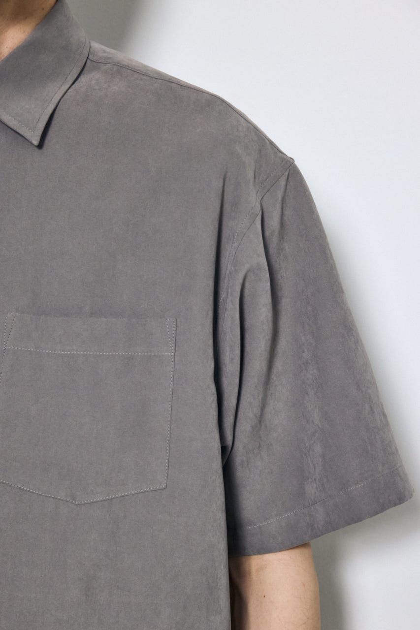 接触冷感フェイクスエード半袖シャツ GRY M