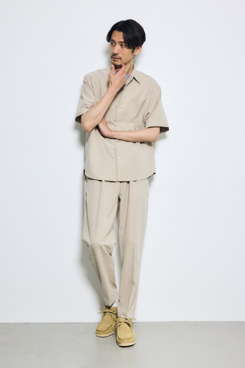 接触冷感フェイクスエードスリムパンツ BEG L