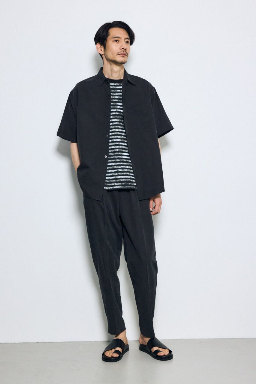 接触冷感フェイクスエードスリムパンツ BLK S