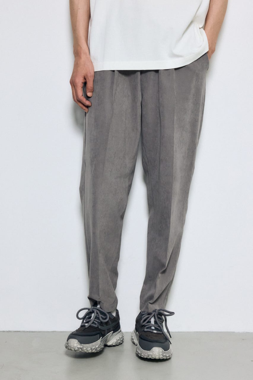 接触冷感フェイクスエードスリムパンツ GRY M