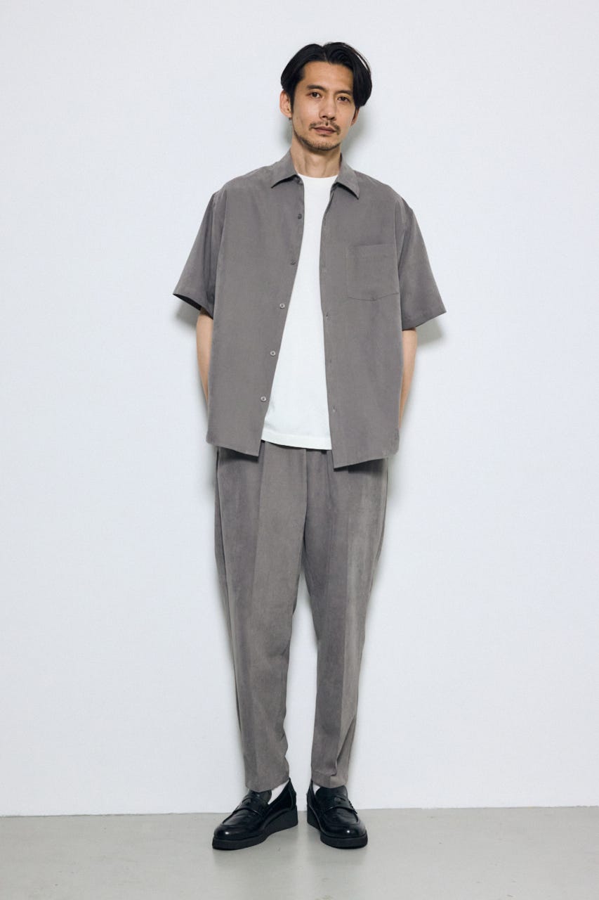 接触冷感フェイクスエードスリムパンツ GRY M