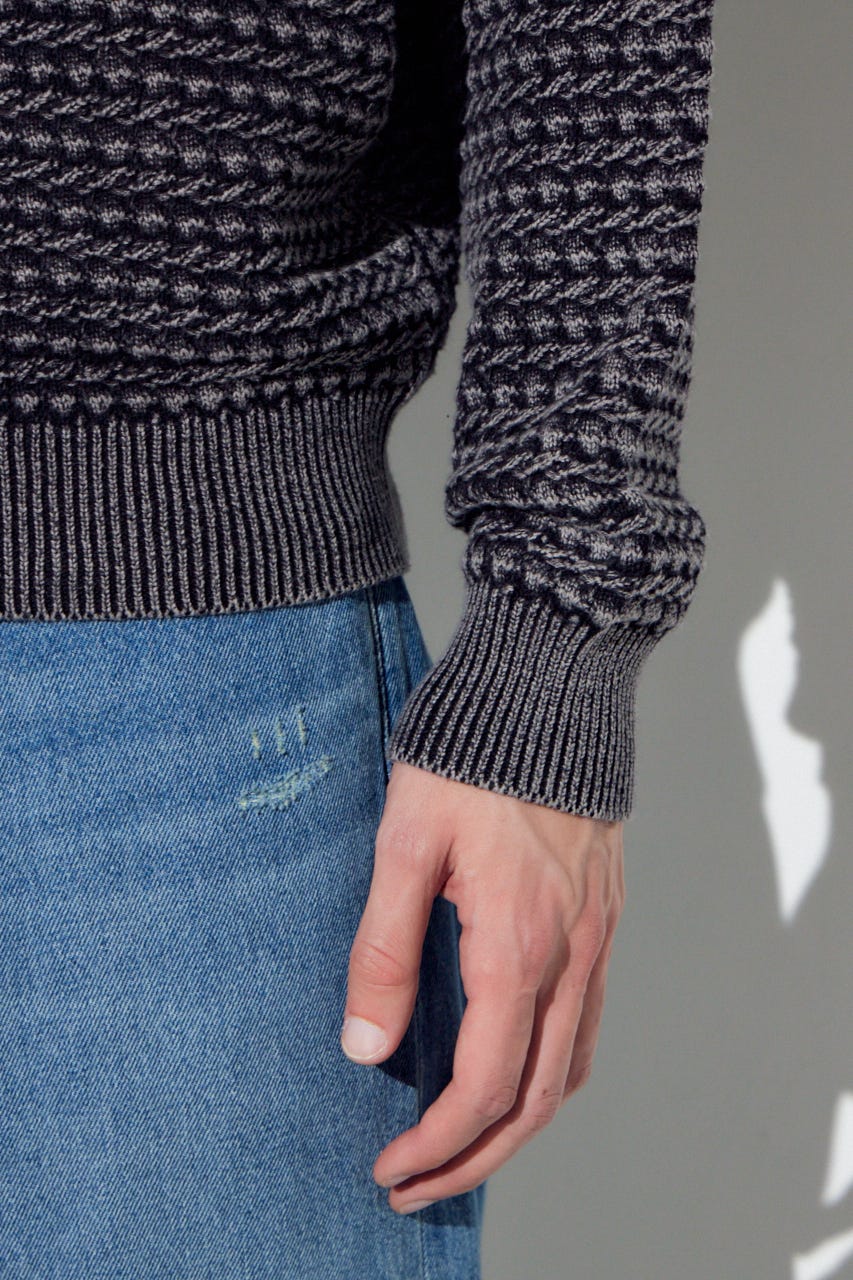 ヴィンテージウォッシュニットポロ BLK M