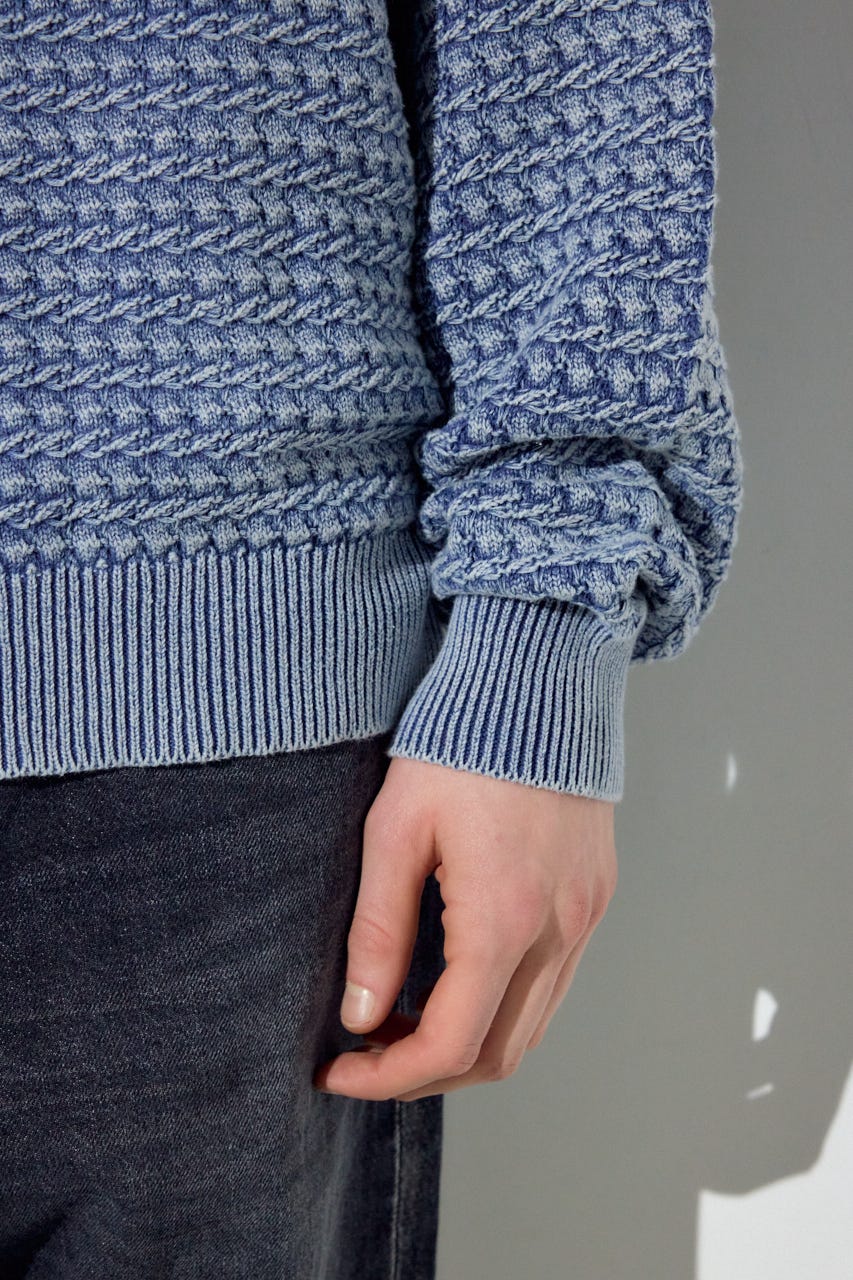 ヴィンテージウォッシュニットポロ BLU L