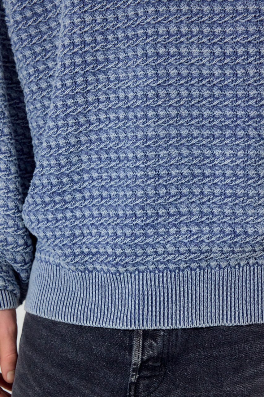 ヴィンテージウォッシュニットポロ BLU L