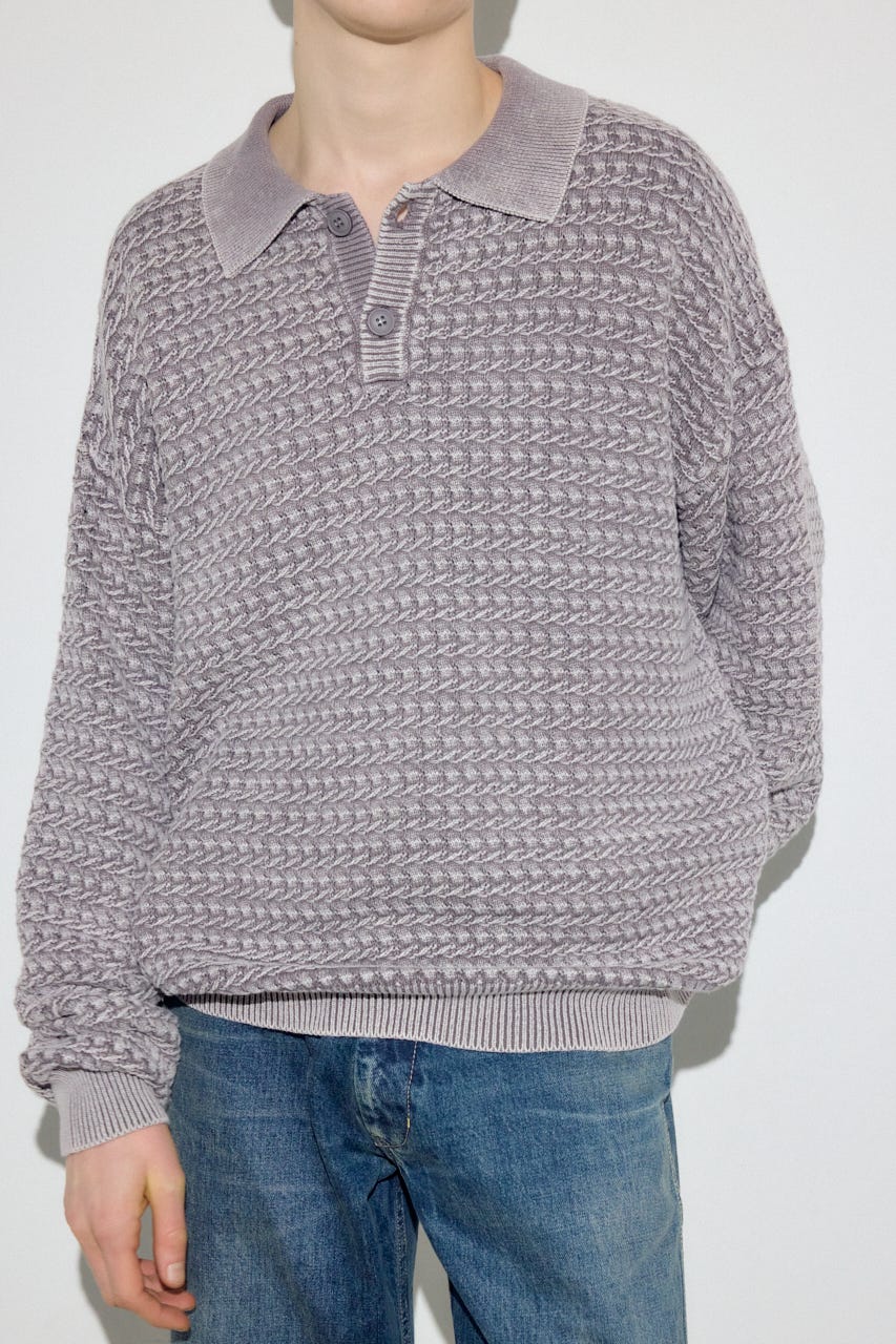 ヴィンテージウォッシュニットポロ GREIGE M