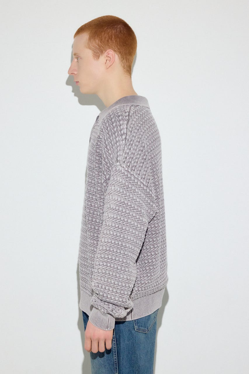 ヴィンテージウォッシュニットポロ GREIGE M