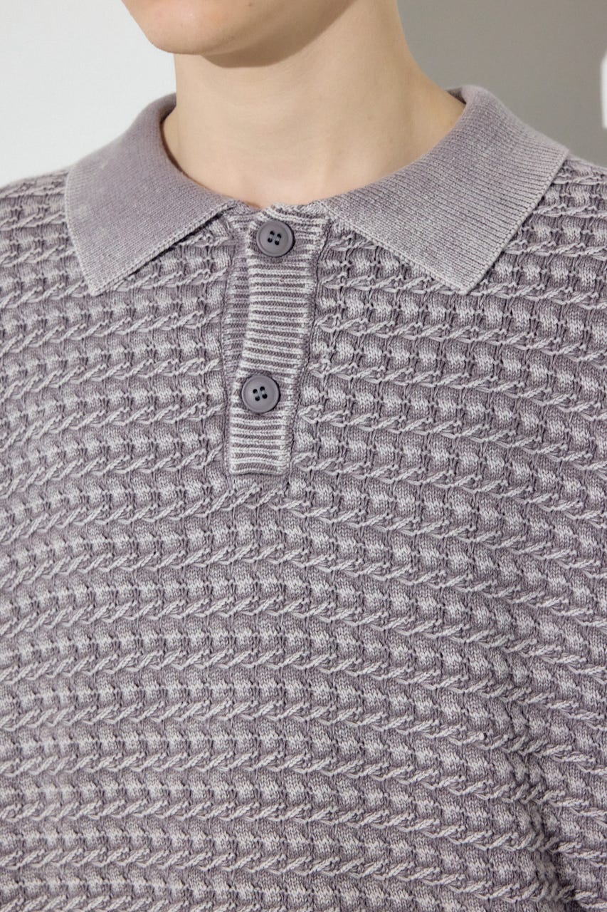 ヴィンテージウォッシュニットポロ GREIGE M