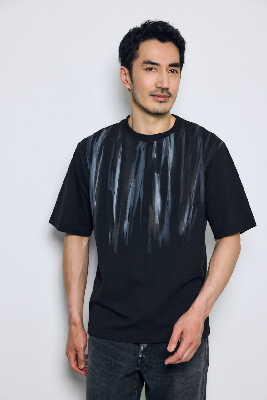 ランダムペイントトップス 柄BLK S