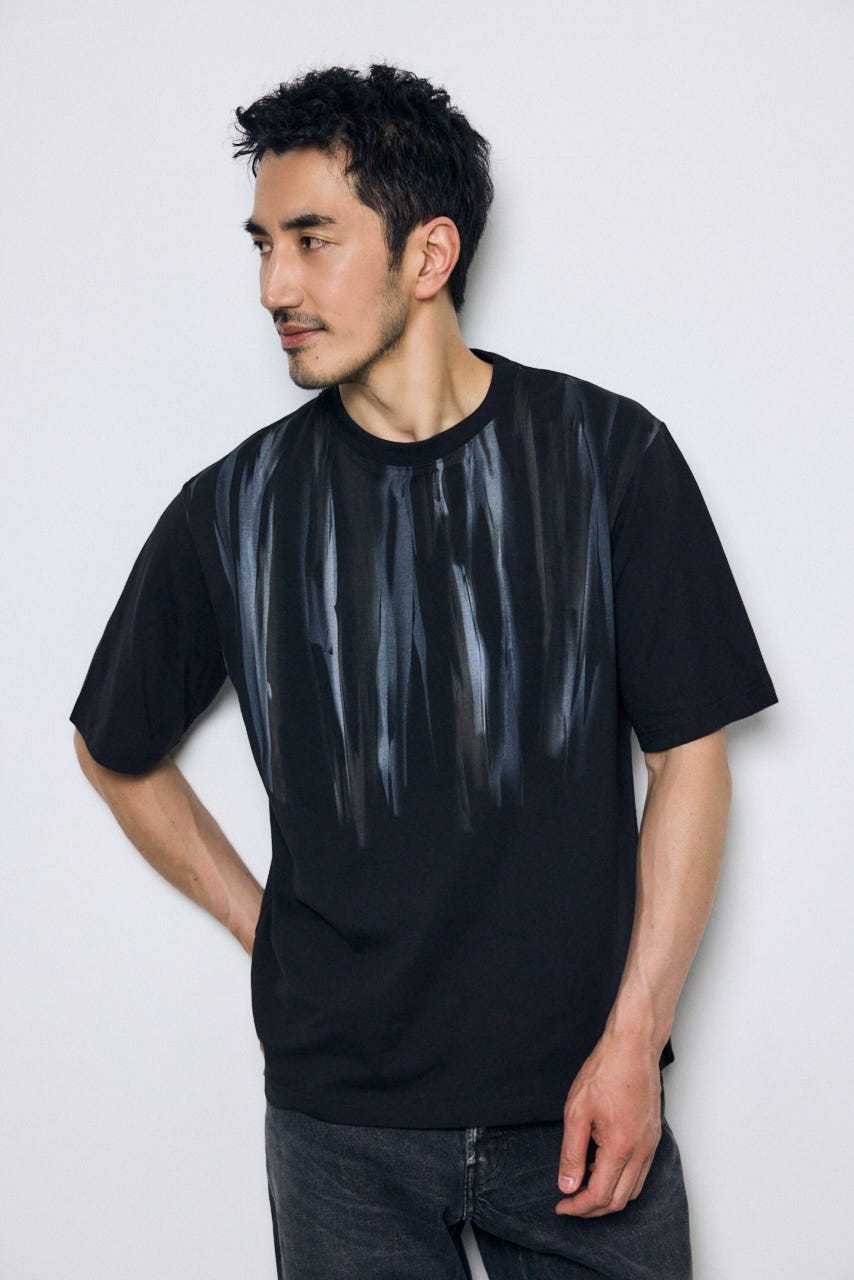 ランダムペイントトップス 柄BLK S