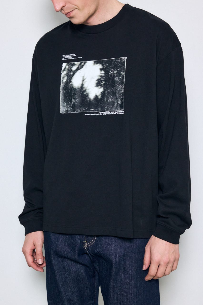 FOREST グラフィック長袖Tシャツ BLK M