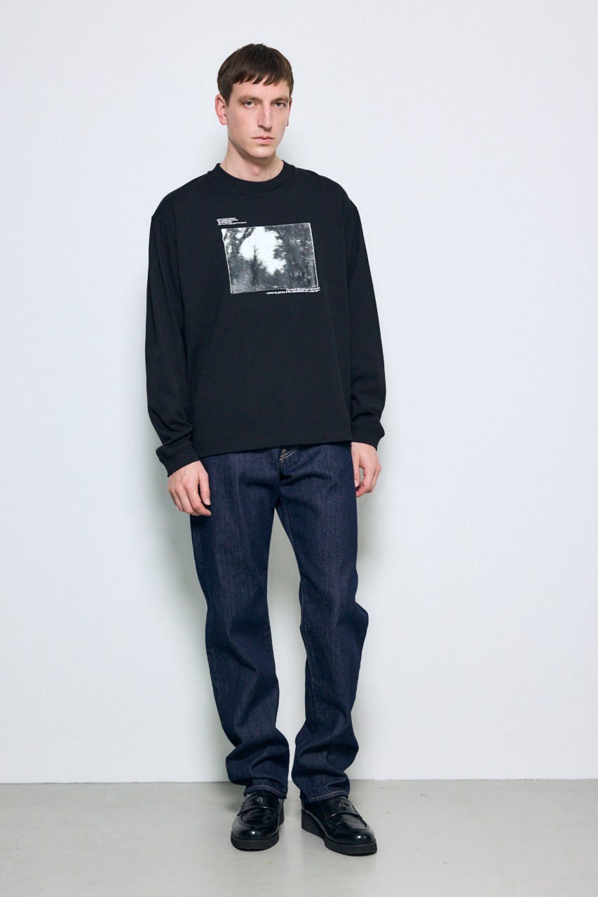 FOREST グラフィック長袖Tシャツ BLK M