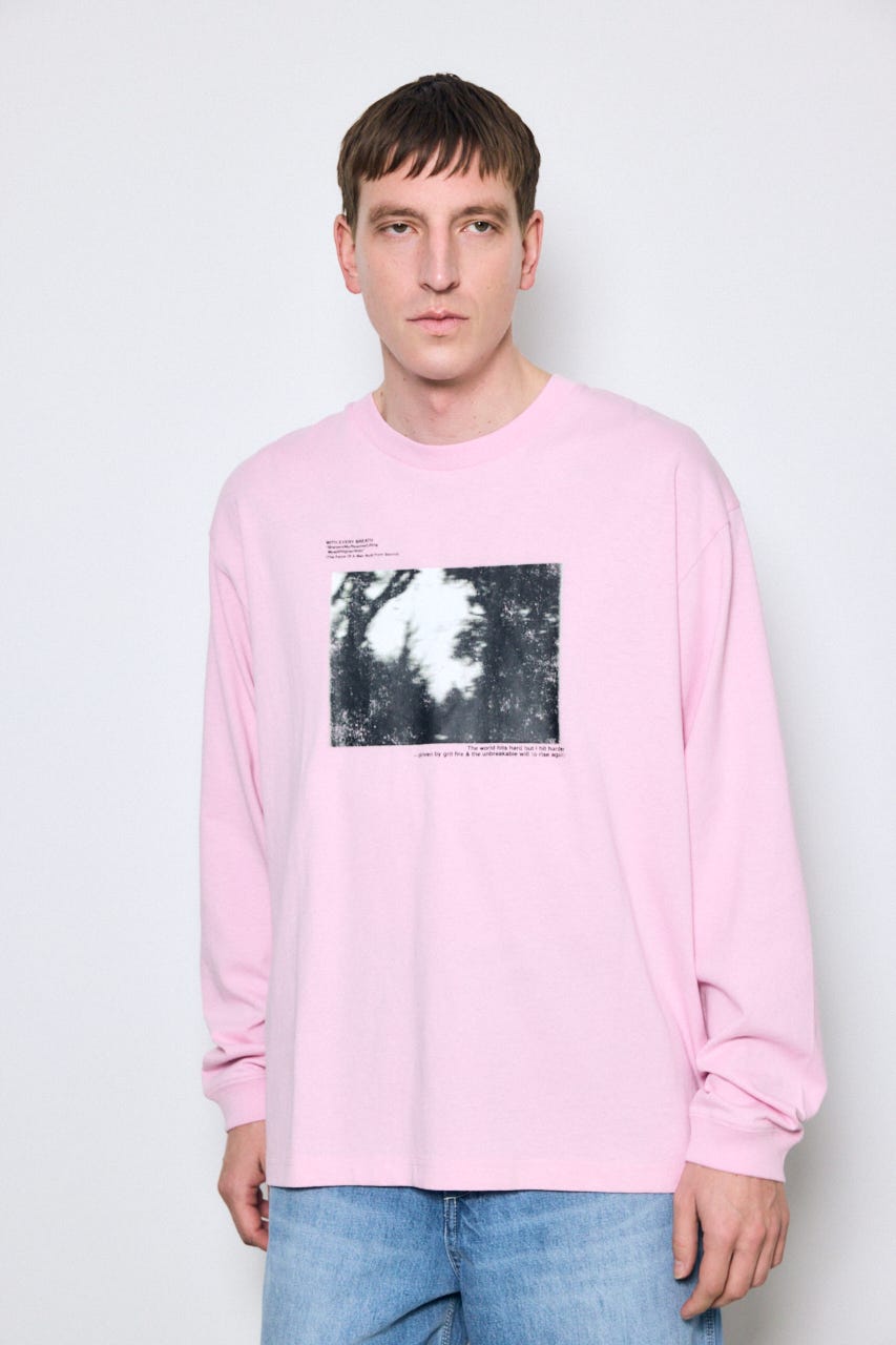 FOREST グラフィック長袖Tシャツ L/PNK L