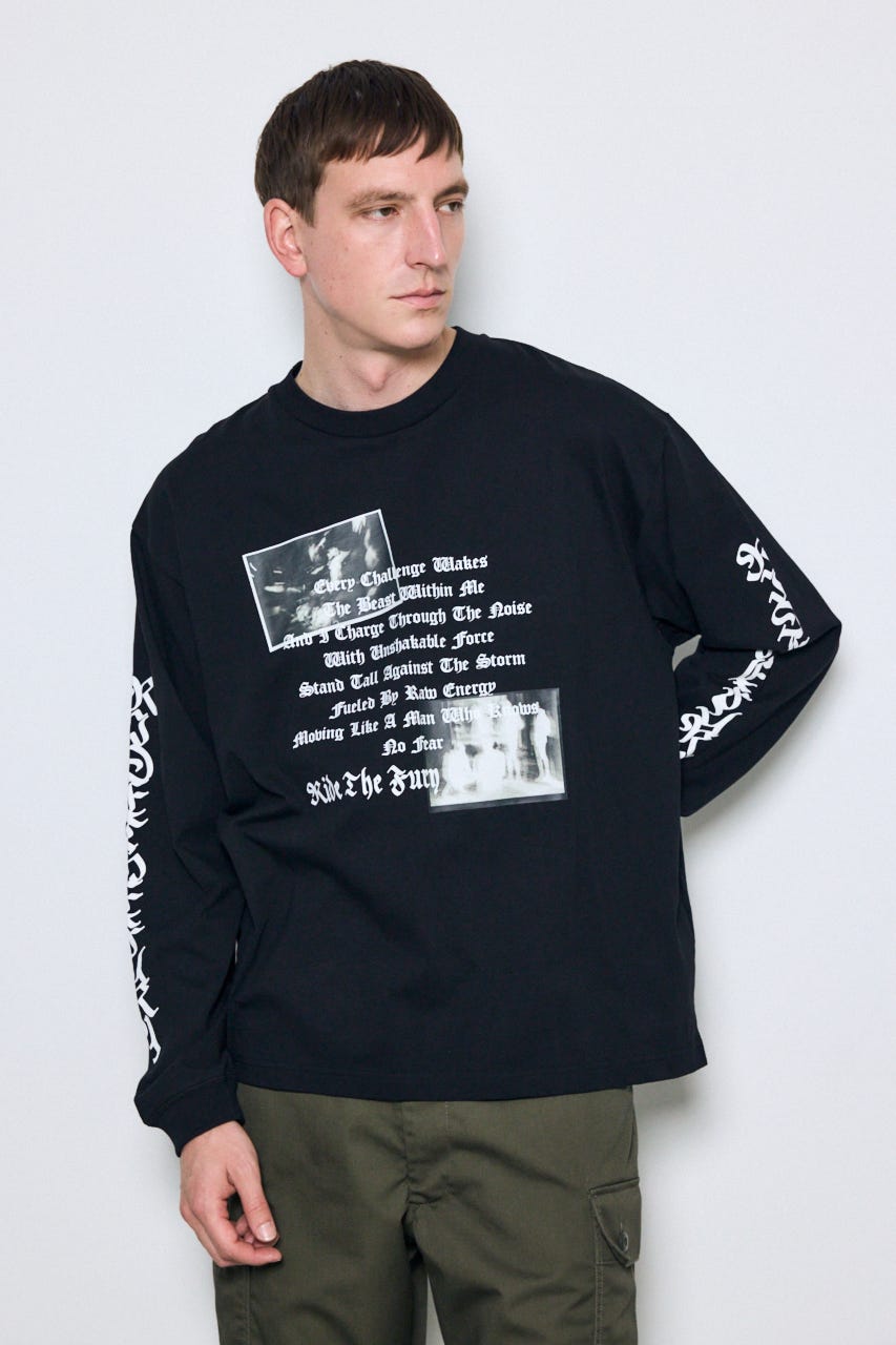 袖ロゴ長袖Tシャツ BLK M