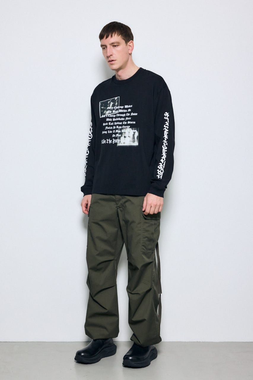 袖ロゴ長袖Tシャツ BLK M