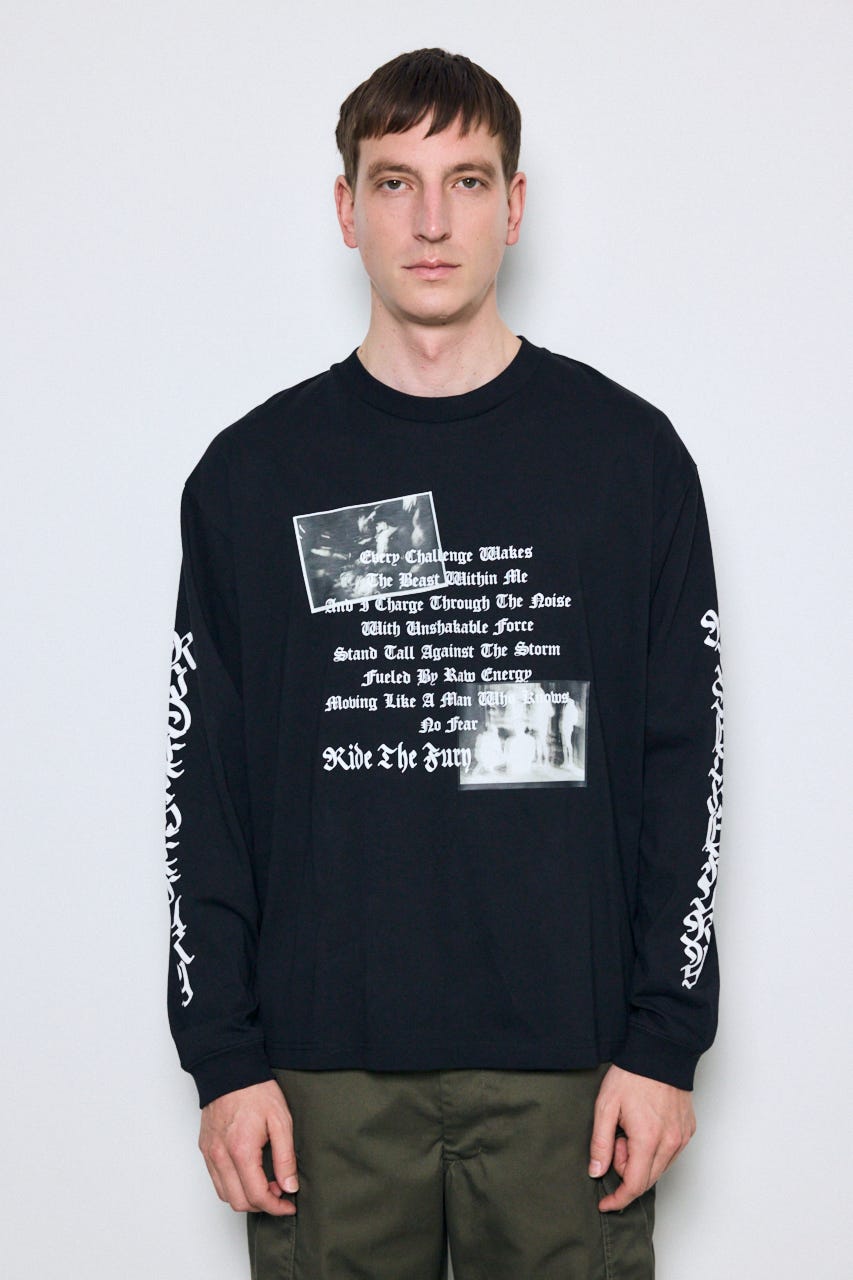 袖ロゴ長袖Tシャツ BLK M