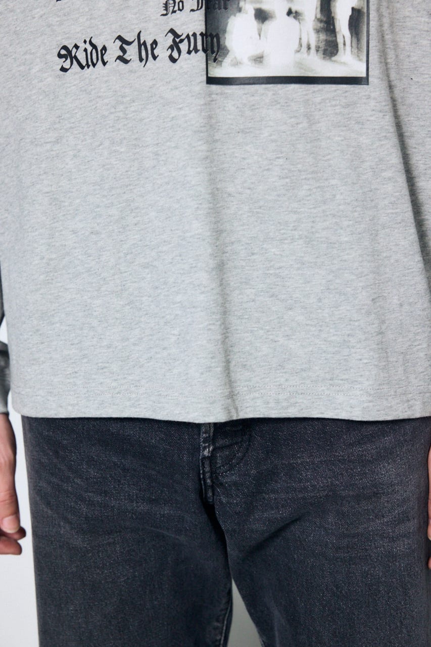 袖ロゴ長袖Tシャツ T.GRY M