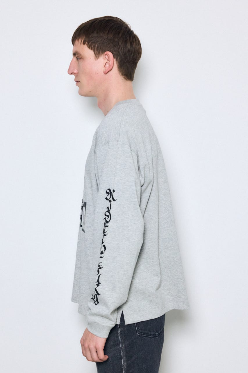 袖ロゴ長袖Tシャツ T.GRY M