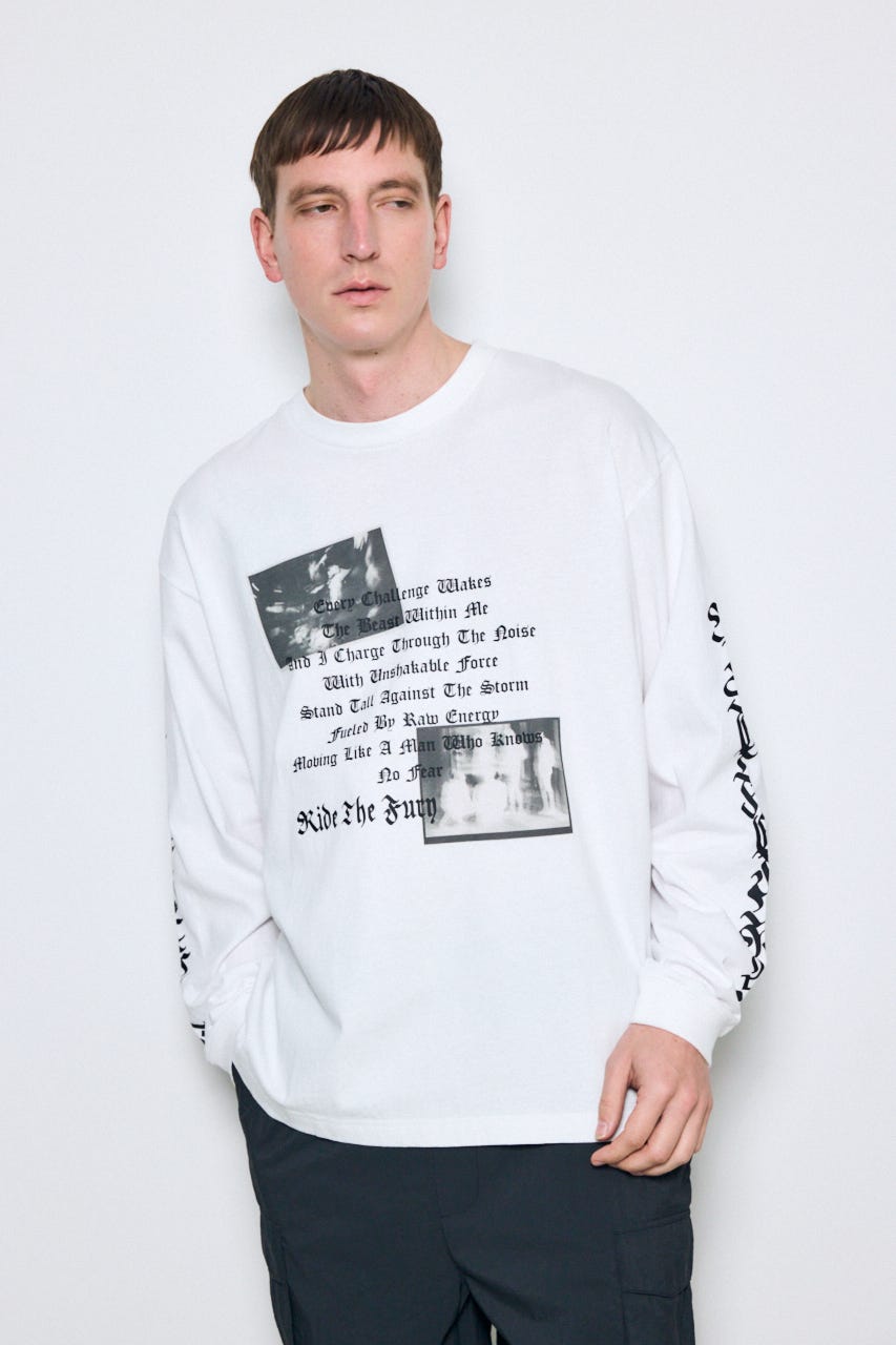 袖ロゴ長袖Tシャツ WHT M